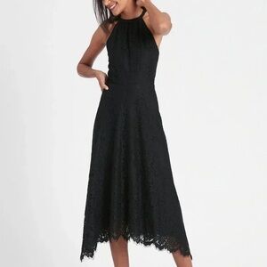 Banana Republic Black Lace Halter Midi Dress Size 4